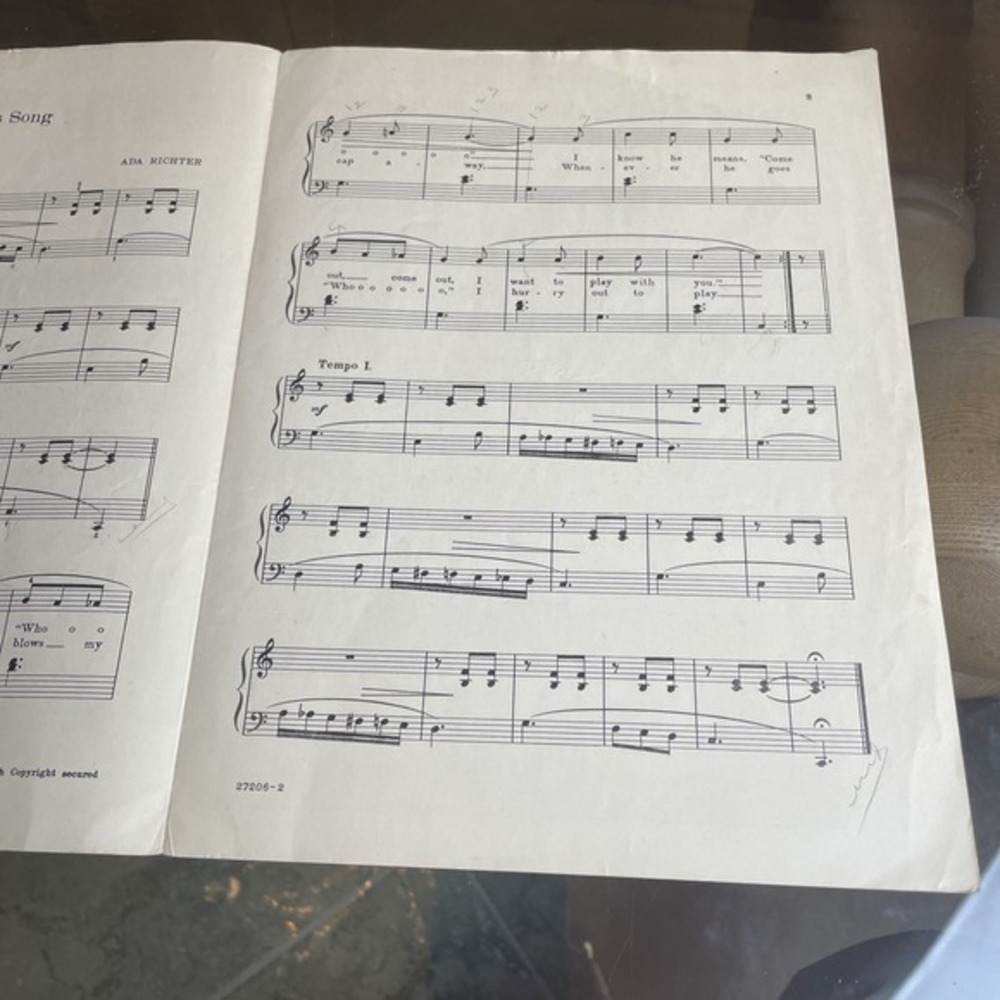 The Wind's Song - Piano Solo with Words by Ada Richter - Vintage Sheet‎ Music - Picture 3 of 4